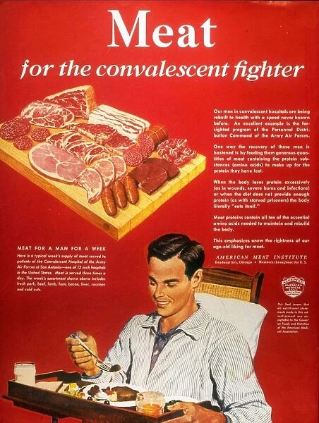 1940s USA convalescents meat eating soldiers WW2