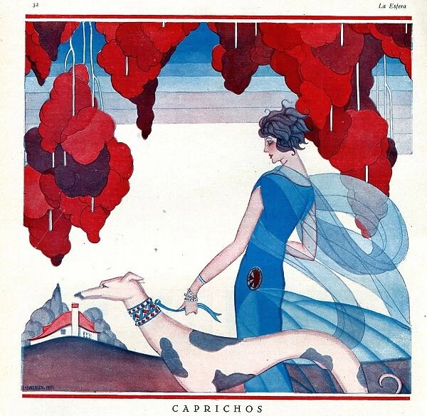 La Vie Parisienne 1920s France La Esfera cc dogs greyhounds art nouveau deco Illustrations