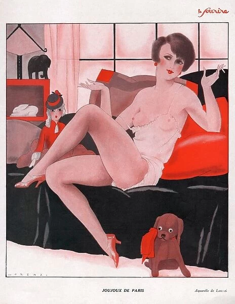 Le Sourire 1930s France erotica dogs call girls prostitutes boudoir illustrations