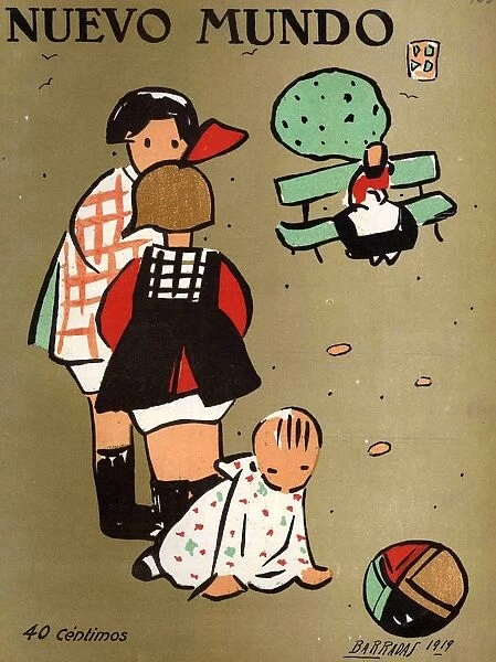 Nuevo Mundo 1919 1910s Spain cc magazines playing babies balls games childrens