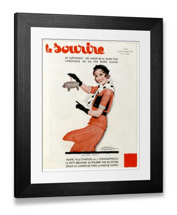 Framed Print : 1930s France Le Sourire Magazine Cover