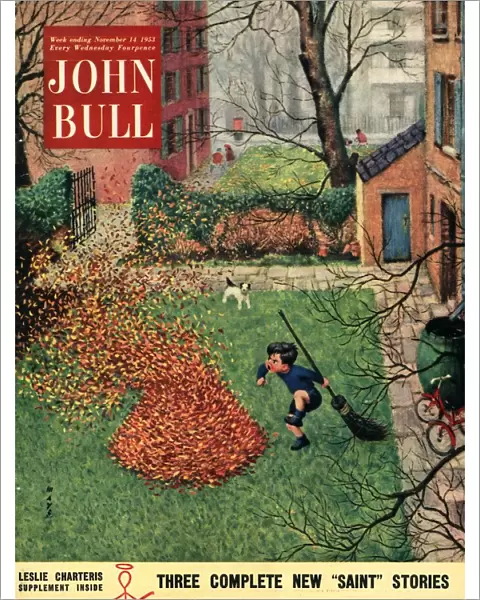 John Bull 1953 1950s UK windy autumn dogs magazines leaves bonfires horticulture