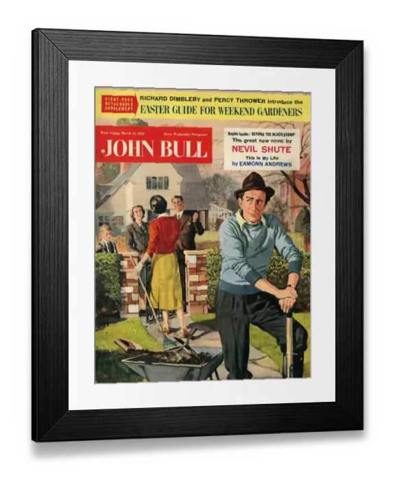 Framed Print : John Bull 1956 1950s UK couples neighbours magazines Framed Print : John Bull 1956 1950s UK couples neighbours magazines