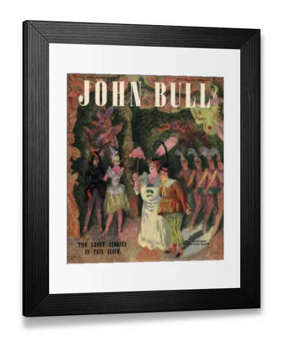 Framed Print : John Bull 1946 1940s UK pantomimes clowns chorus girls magazines Framed Print : John Bull 1946 1940s UK pantomimes clowns chorus girls magazines