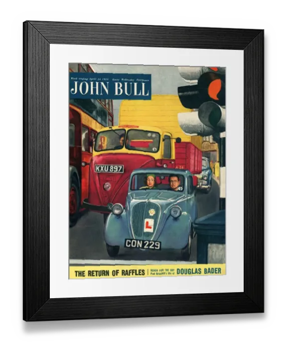 Framed Print : John Bull 1954 1950s UK cars learner drivers learning to drive magazines Framed Print : John Bull 1954 1950s UK cars learner drivers learning to drive magazines