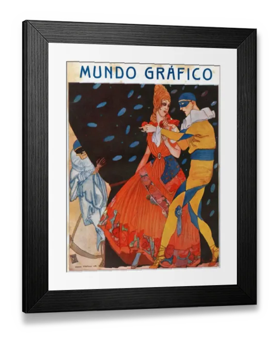 Framed Print : Mundo Grafico 1920s Spain cc magazines carnivals masquerade clowns pierrot death Framed Print : Mundo Grafico 1920s Spain cc magazines carnivals masquerade clowns pierrot death