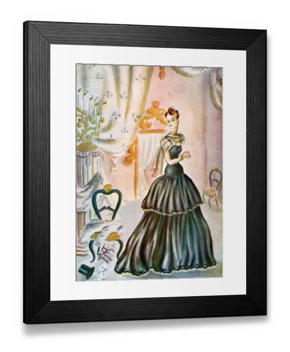 Framed Print : French Fashion Evening Dress 1944 1940s France cc womens dresses evening-dress eveningwear Framed Print : French Fashion Evening Dress 1944 1940s France cc womens dresses evening-dress eveningwear