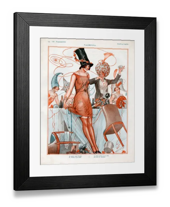 Framed Print : La Vie Parisienne 1926 1920s France cc hats mens womens drunk mess celebrations partygoers