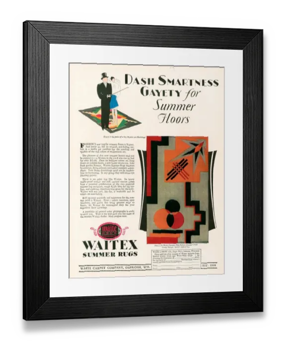 Framed Print : Waitex 1929 1920s USA cc gay interiors floor coverings Framed Print : Waitex 1929 1920s USA cc gay interiors floor coverings