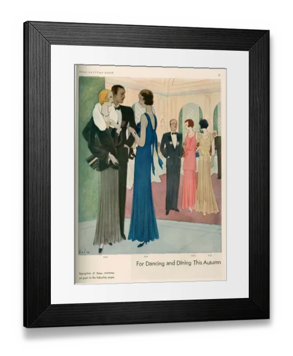 Framed Print : Vogue 1930 1930s UK cc pattern books womens patterns womens dresses evening-dress Framed Print : Vogue 1930 1930s UK cc pattern books womens patterns womens dresses evening-dress