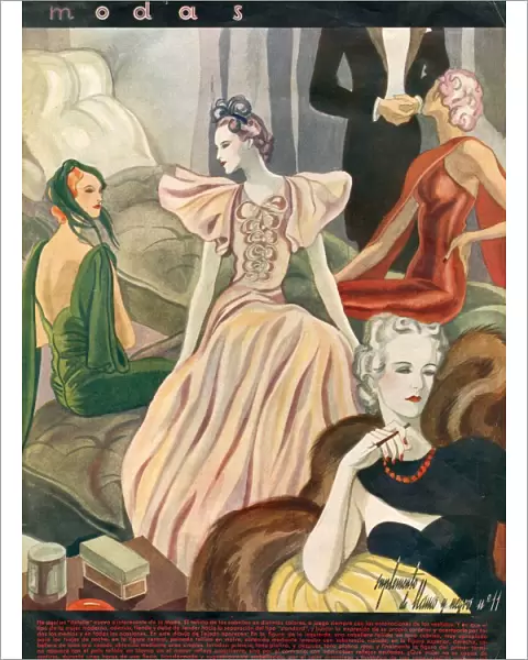 Modas 1936 1930s France cc womens dresses evening-dress eveningwear