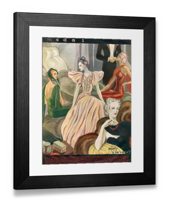 Framed Print : Modas 1936 1930s France cc womens dresses evening-dress eveningwear Framed Print : Modas 1936 1930s France cc womens dresses evening-dress eveningwear