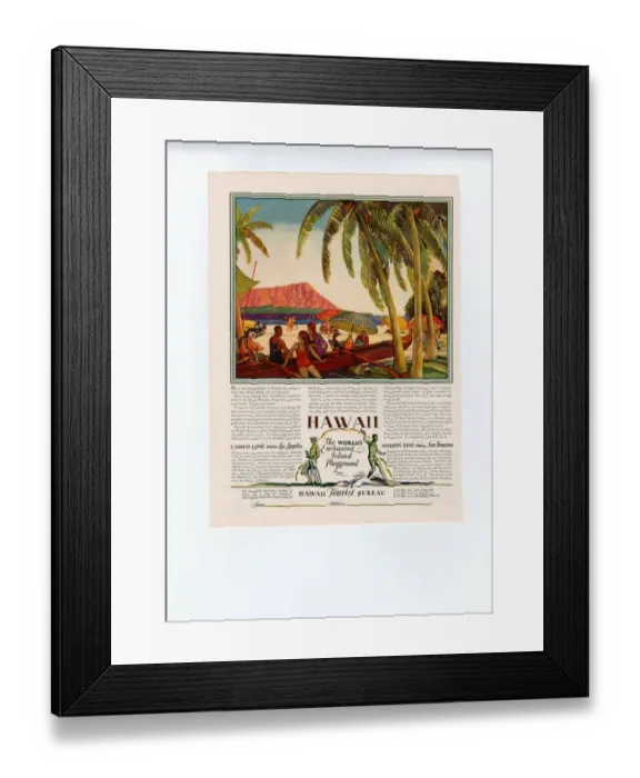 Framed Print : Hawaii 1928 1920s USA cc holidays tourism