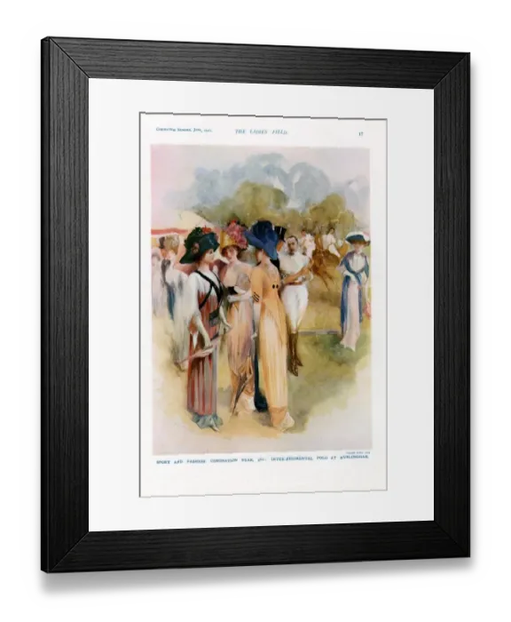 Framed Print : Fashion at Polo Match 1911 1910s UK cc polo spectators womens Framed Print : Fashion at Polo Match 1911 1910s UK cc polo spectators womens