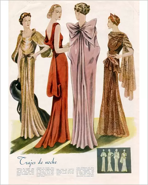 Spanish Fashion Evening Dresses 1935 1930s Spain cc pattern books womens dresses