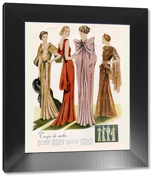 Spanish Fashion Evening Dresses 1935 1930s Spain cc pattern books womens dresses