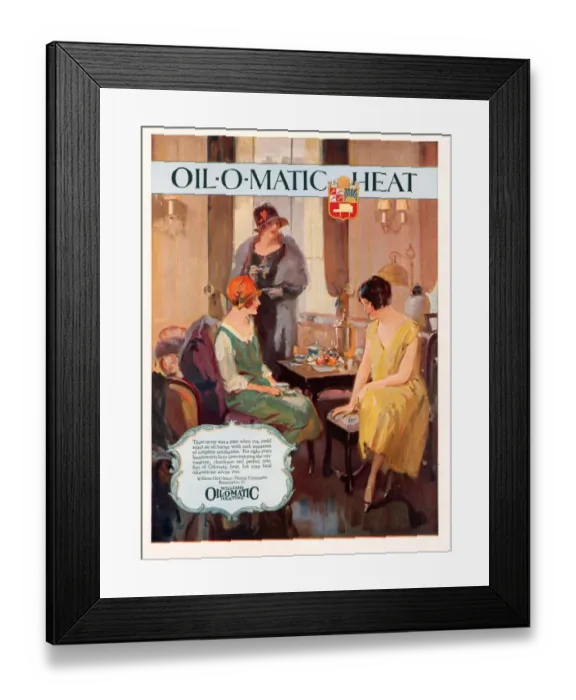 Framed Print : Williams Oil-O-Matic Heating 1928 1920s UK cc oil heaters heating afternoon tea Framed Print : Williams Oil-O-Matic Heating 1928 1920s UK cc oil heaters heating afternoon tea