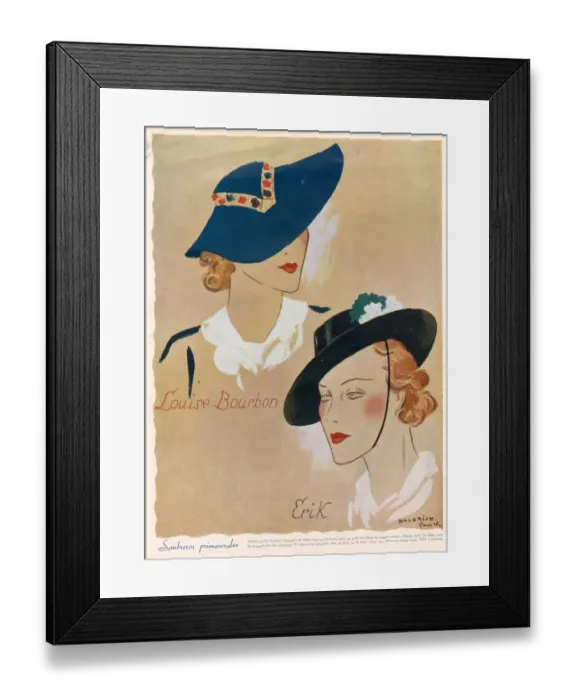Framed Print : Hats 1936 1930s France cc womens hats portraits Framed Print : Hats 1936 1930s France cc womens hats portraits