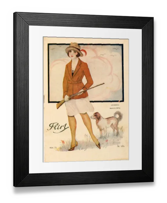 Framed Print : Flirt 1920s france cc magazines hunting dogs guns rifles Framed Print : Flirt 1920s france cc magazines hunting dogs guns rifles