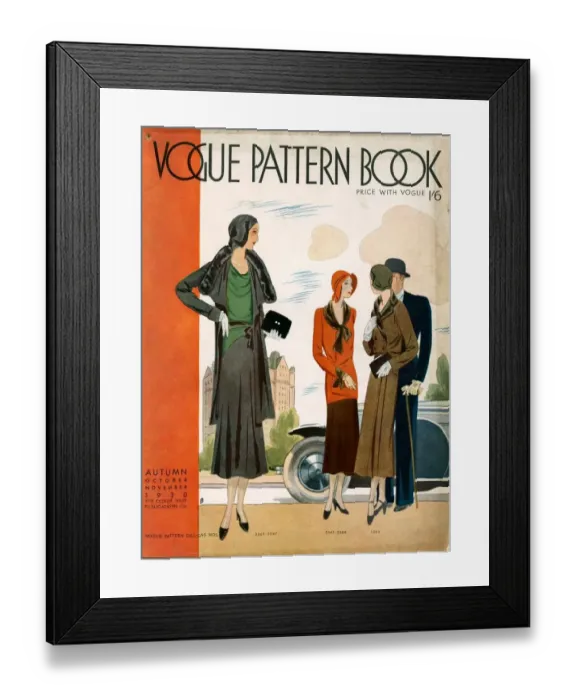 Framed Print : Vogue Pattern Book Cover 1930 1930s UK cc magazines books womens Framed Print : Vogue Pattern Book Cover 1930 1930s UK cc magazines books womens