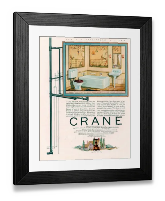 Framed Print : Crane 1926 1920s USA cc bathrooms interiors baths Framed Print : Crane 1926 1920s USA cc bathrooms interiors baths