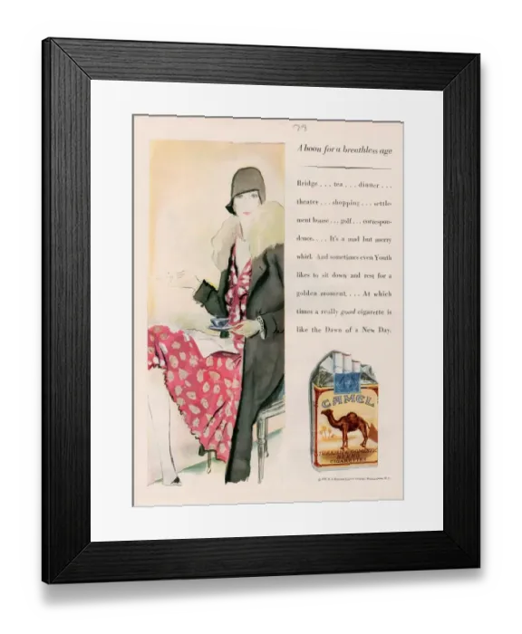 Framed Print : Camels 1928 1920s USA cc women smoking tea Framed Print : Camels 1928 1920s USA cc women smoking tea