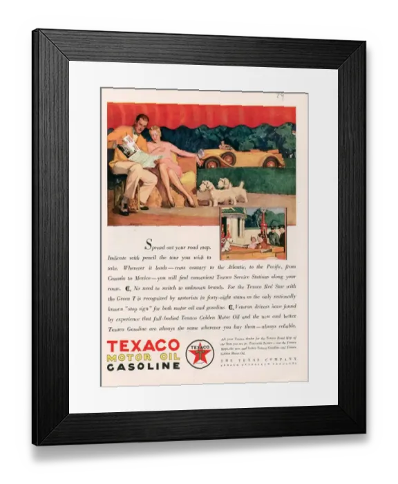 Framed Print : Texaco 1929 1920s USA cc oil gas petrol gasoline dogs maps Framed Print : Texaco 1929 1920s USA cc oil gas petrol gasoline dogs maps