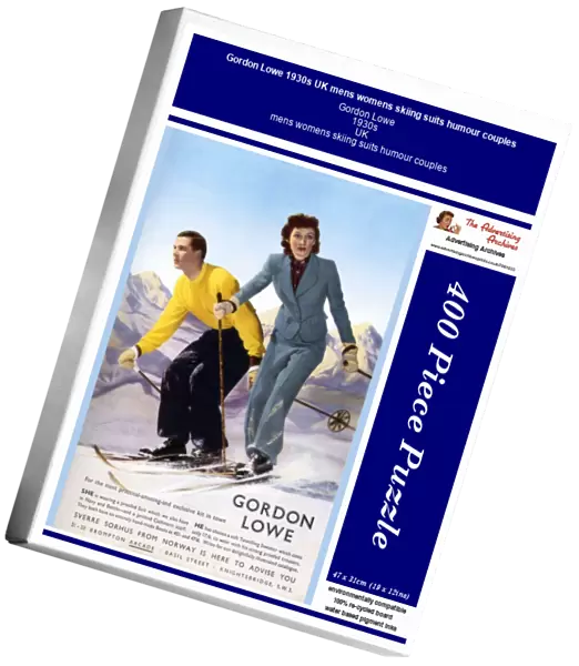 Gordon Lowe 1930s UK mens womens skiing suits humour couples