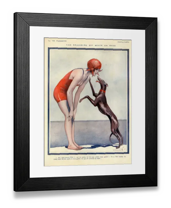 Framed Print : La Vie Parisienne 1025 1920s France cc dogs swimsuits swimming costumes hats swimwear Framed Print : La Vie Parisienne 1025 1920s France cc dogs swimsuits swimming costumes hats swimwear