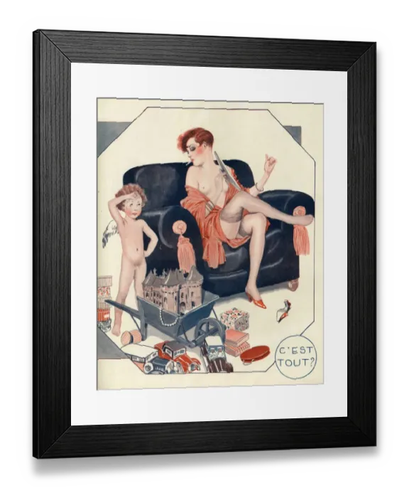 Framed Print : La Vie Parisienne 1927 1920s France cc cherubs erotica relaxing stockings glamour Framed Print : La Vie Parisienne 1927 1920s France cc cherubs erotica relaxing stockings glamour