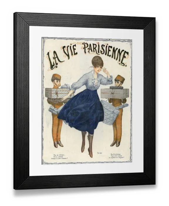 Framed Print : La Vie Parisienne 1916 1910s France cc shopping womens magazines page boys Framed Print : La Vie Parisienne 1916 1910s France cc shopping womens magazines page boys