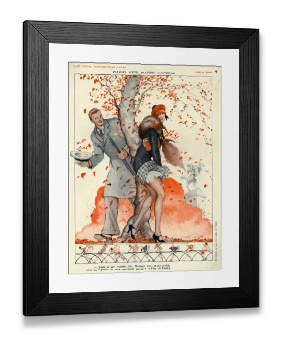 Framed Print : La Vie Parisienne 1929 1920s France cc autumn seasons leaves coats hats mens womens Framed Print : La Vie Parisienne 1929 1920s France cc autumn seasons leaves coats hats mens womens
