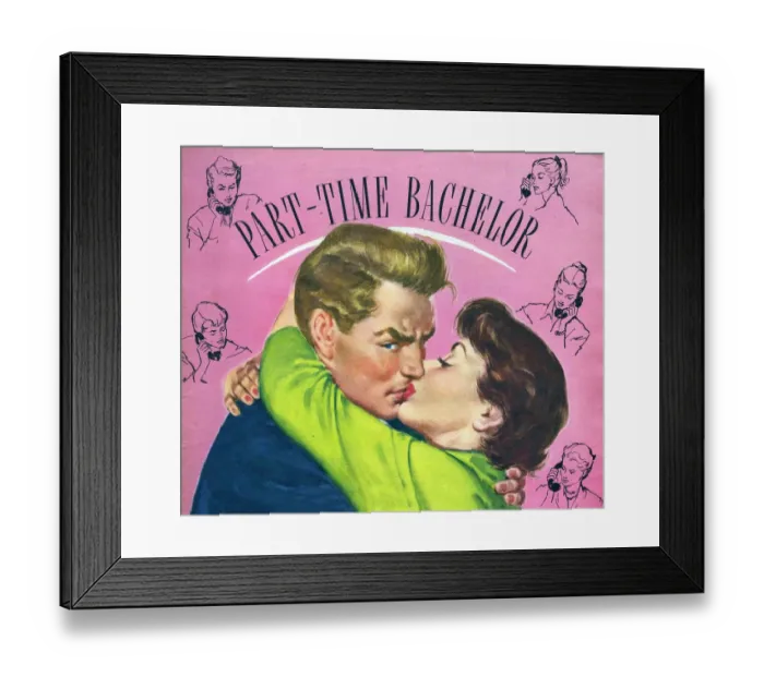 Framed Print : John Bull no date 1950s UK womens story illustrations kissing embracing hugging Framed Print : John Bull no date 1950s UK womens story illustrations kissing embracing hugging