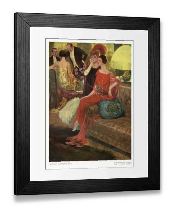 Framed Print : Spanish Social Gathering 1920s Spain cc friends watching gossiping dinner party