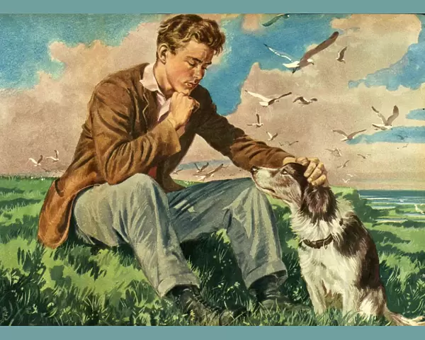 John Bull 1953? 1950s UK womens magazine story illustrations pets dogs lonely teenagers