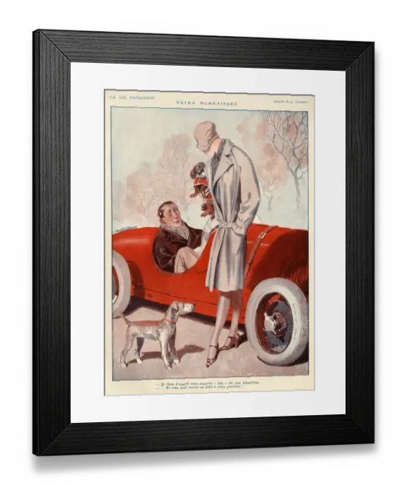 Framed Print : La Vie Parisienne 1920s France CC dogs sports cars Framed Print : La Vie Parisienne 1920s France CC dogs sports cars