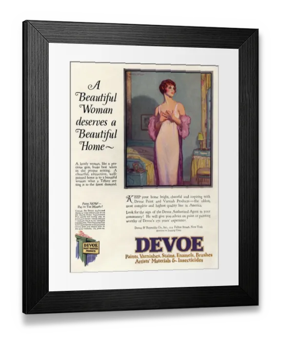 Framed Print : Devoe varnish 1920s USA CC portraits night dresses Framed Print : Devoe varnish 1920s USA CC portraits night dresses