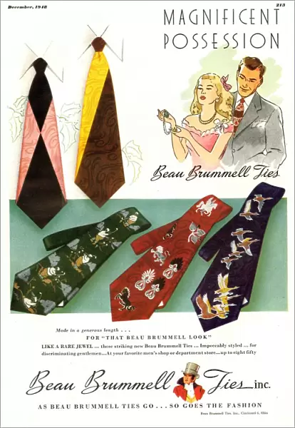 Beau Brummell 1940s USA mens ties