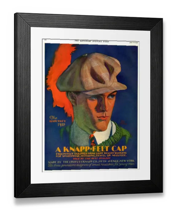 Framed Print : Knapp-Felt 1930s USA mens hats portraits caps Framed Print : Knapp-Felt 1930s USA mens hats portraits caps
