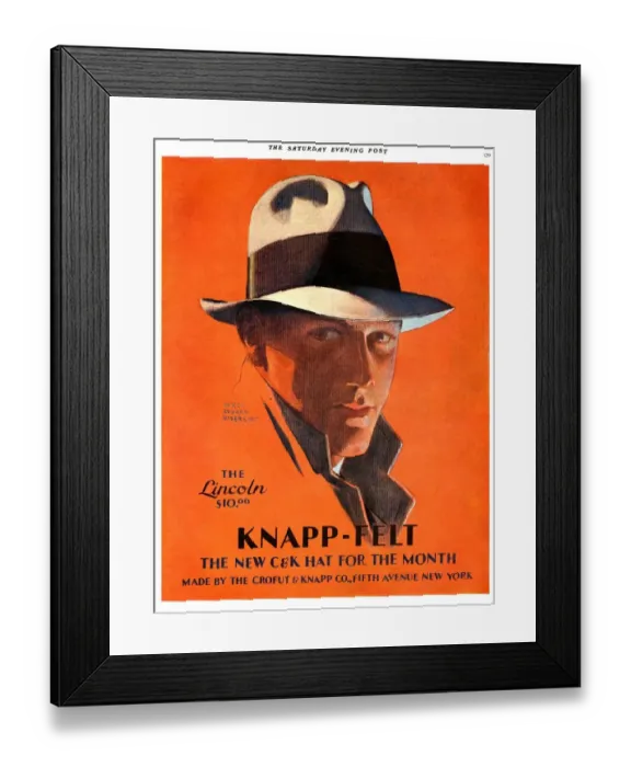 Framed Print : Knapp-Felt 1920s USA mens hats portraits Framed Print : Knapp-Felt 1920s USA mens hats portraits