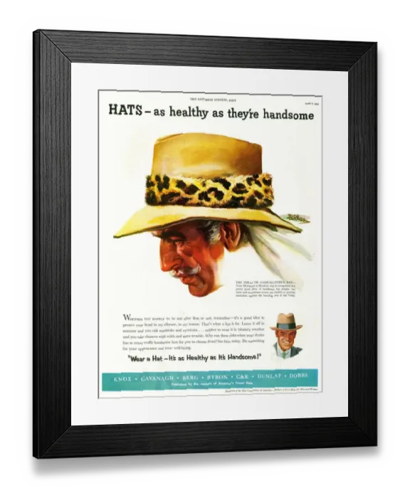 Framed Print : Hats 1952 1950s USA mens hats animal print Framed Print : Hats 1952 1950s USA mens hats animal print