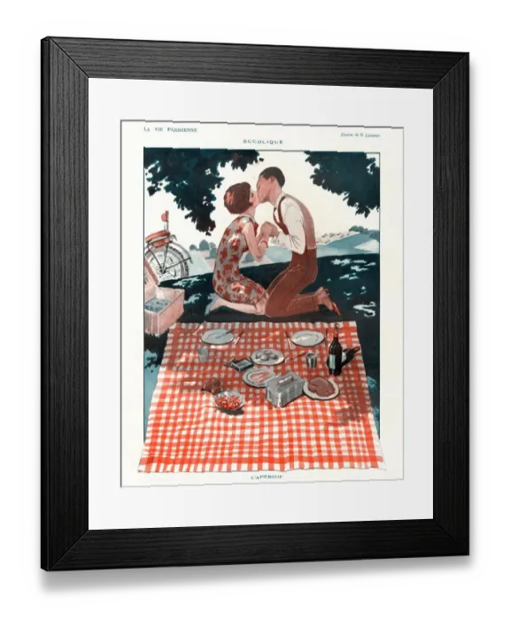 Framed Print : La Vie Parisienne 1920s France cc picnics kissing food eating summer Framed Print : La Vie Parisienne 1920s France cc picnics kissing food eating summer