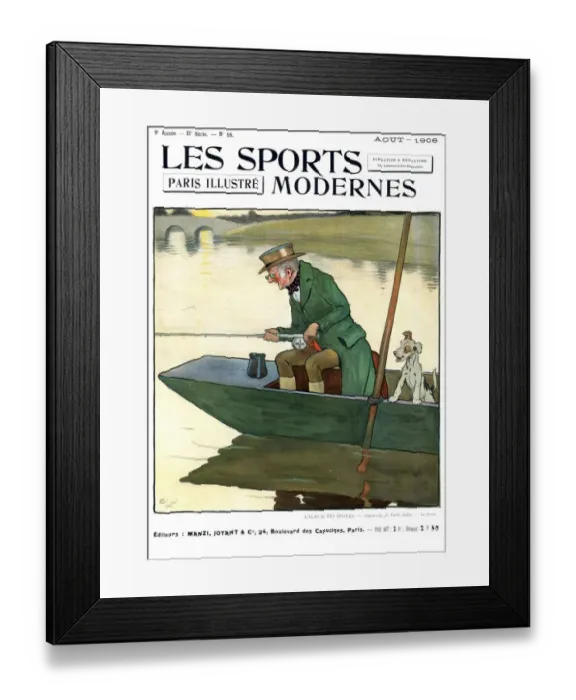 Framed Print : Les Sports Modernes 1906 1900s France cc magazines fishing boats dogs