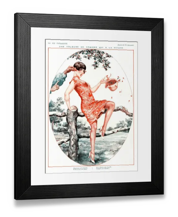 Framed Print : La Vie Parisienne 1920s France cc erotica fruit picking berries cherries Framed Print : La Vie Parisienne 1920s France cc erotica fruit picking berries cherries