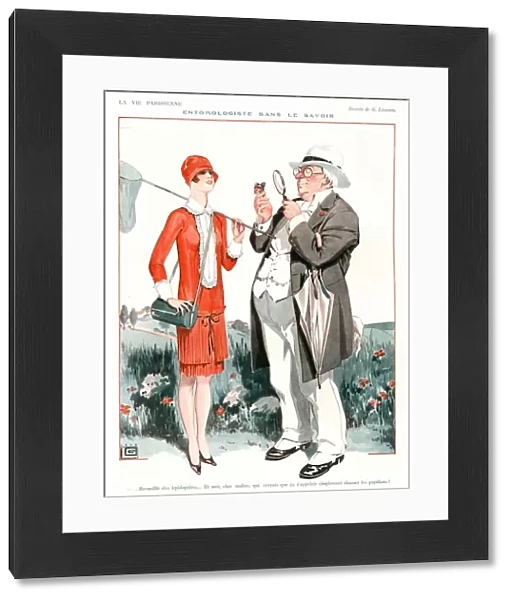 La Vie Parisienne 1920s France cc dirty old men butterfly nets looking magnifying glass