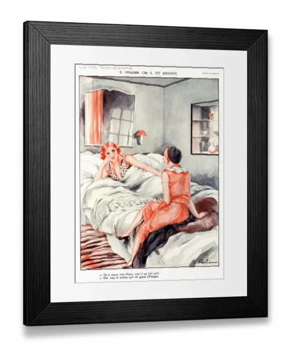Framed Print : La Vie Parisienne 1920s France cc womens friends chatting gossiping bedrooms relaxing