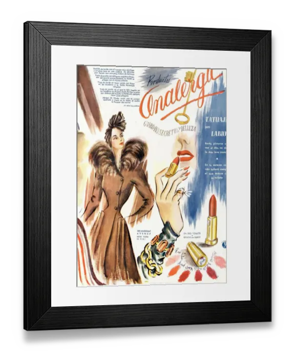 Framed Print : Lipstick 1930s France cc lipstick make-up makeup applying