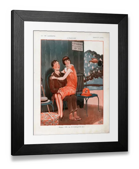 Framed Print : La Vie Parisienne 1925 1920s France cc snogging kissing couples kisses