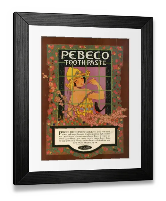 Framed Print : Pebeco 1920s USA CC toothpaste art deco Framed Print : Pebeco 1920s USA CC toothpaste art deco