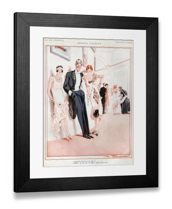 Framed Print : La Vie Parisienne 1926 1920s France cc party monacles art deco mens womens eveningwear Framed Print : La Vie Parisienne 1926 1920s France cc party monacles art deco mens womens eveningwear
